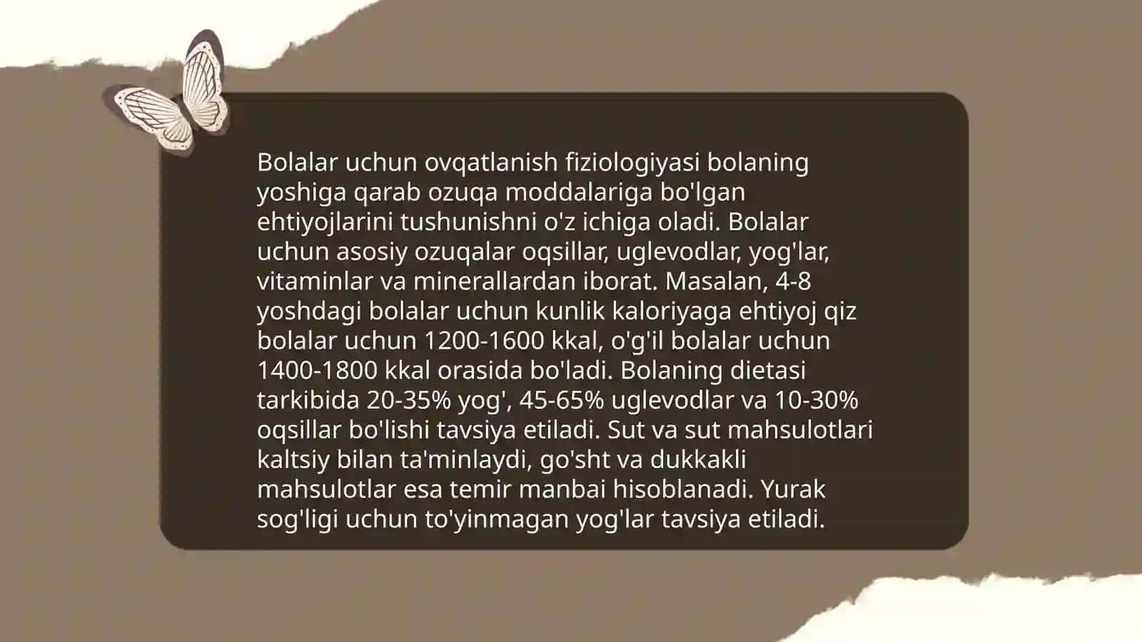 Ovqat hazm qilish va ovqatlanishning yoshga oid fiziologiyasi va gigiyenasi 4