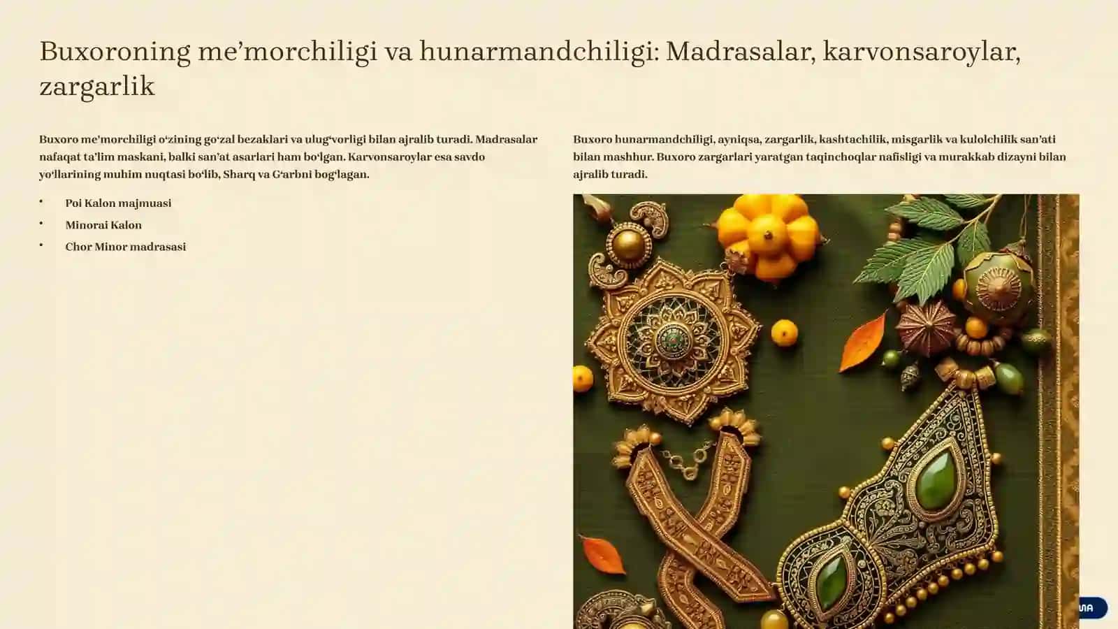 Buxoro xonligi va amirligi, Xiva va Qoʻqon xonliklarida madaniyat va sanʼat 4