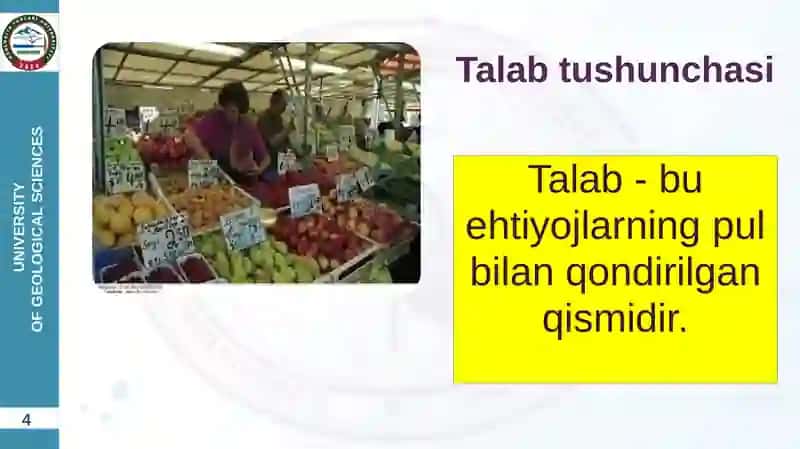 TALAB VA TAKLIF NAZARIYASI.BOZOR MUVOZANATI 4