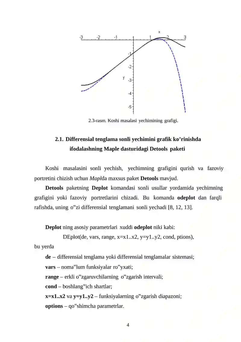 ODDIY DIFFERENSIAL TENGLAMALARNI MAPLE VA MATHCAD DASTURLARI YORDAMIDA SONLI YECHISH 4