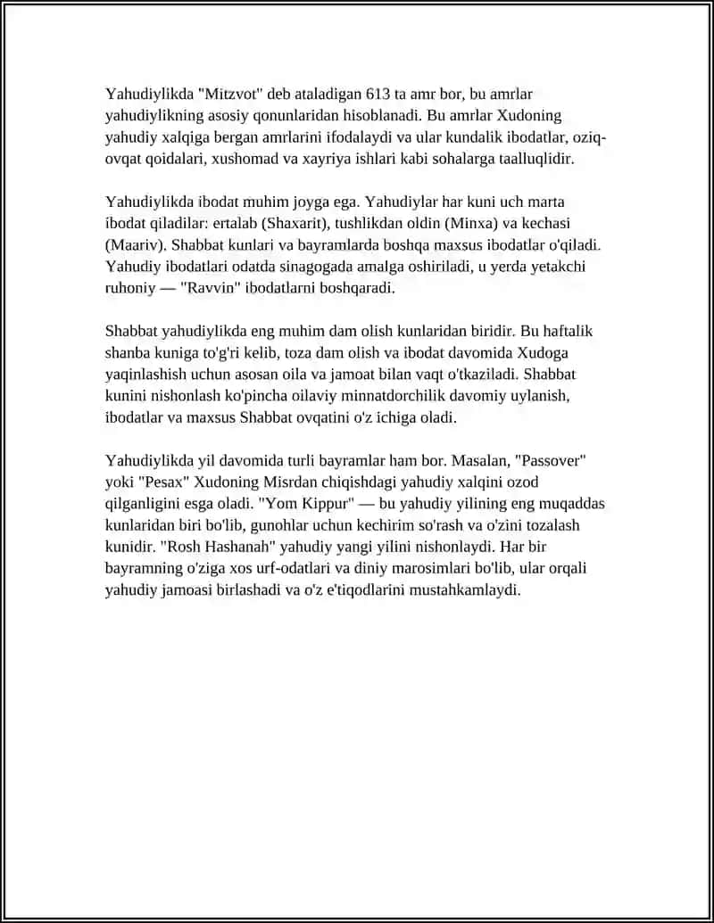 YAHUDIYLIK TA'LIMOTI, AN'ANA VA MAROSIMLARI 4
