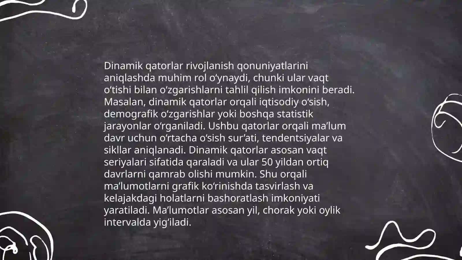 Rivojlanish qonuniyatlarini o’rganishda dinamika qatorlarini ahamiyati 4