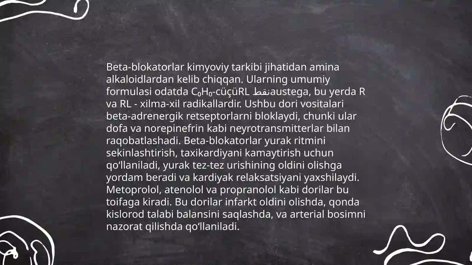 Taxikardiyada ishlatiladigan dorilarni kimyoviy tarkibi formulasi qoʻllanilishi 4