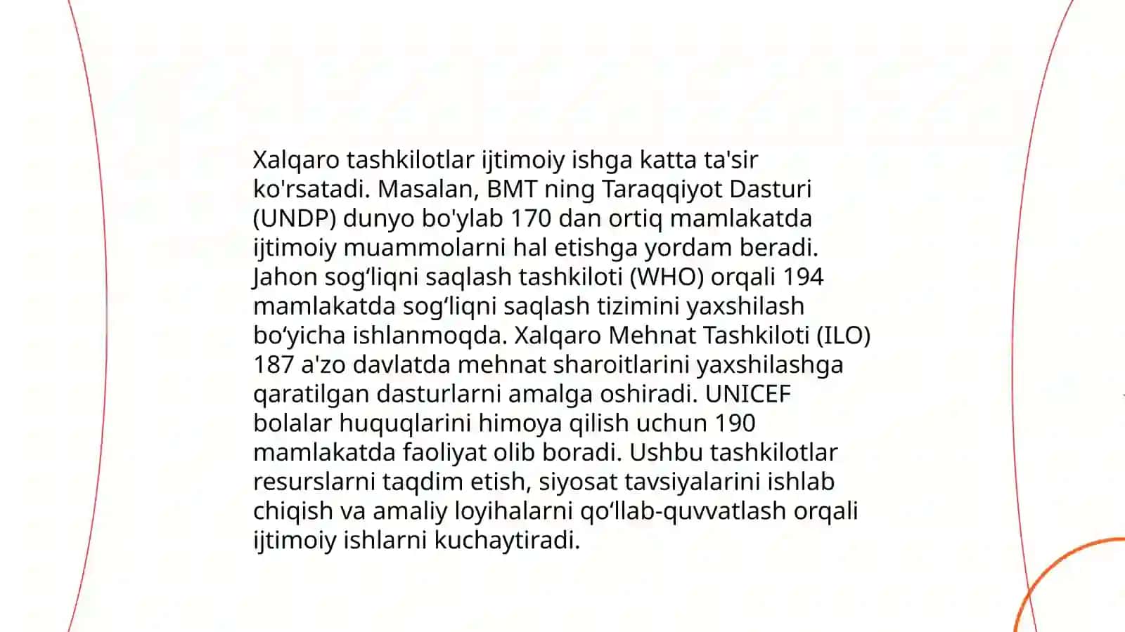 Xalqaro ijtimoiy ishning xalqaro infrostrukturasi 4
