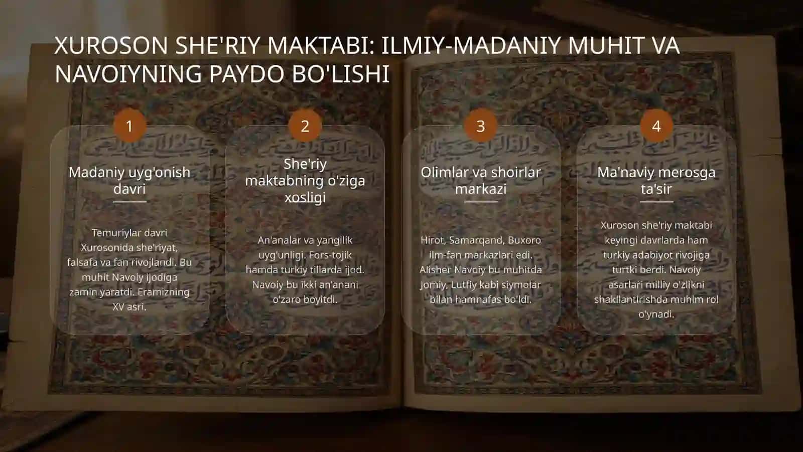 ALISHER NAVOIY IJODIYOTI VA MEROSI: ILMIY-TADQIQOT REJASI 4