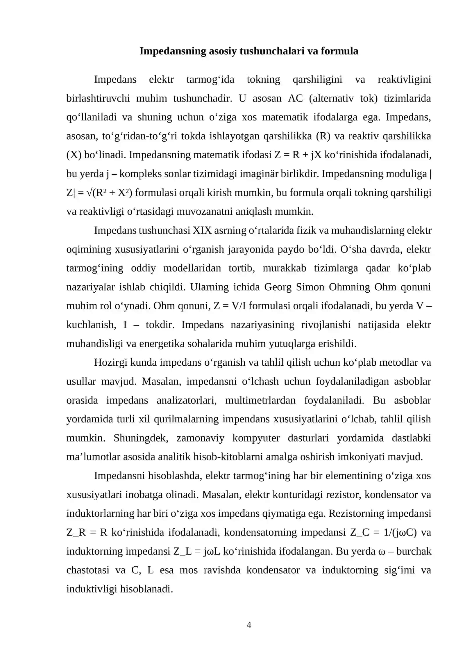 Impedans va to‘liq elektr o‘tkazuvchanlik 4
