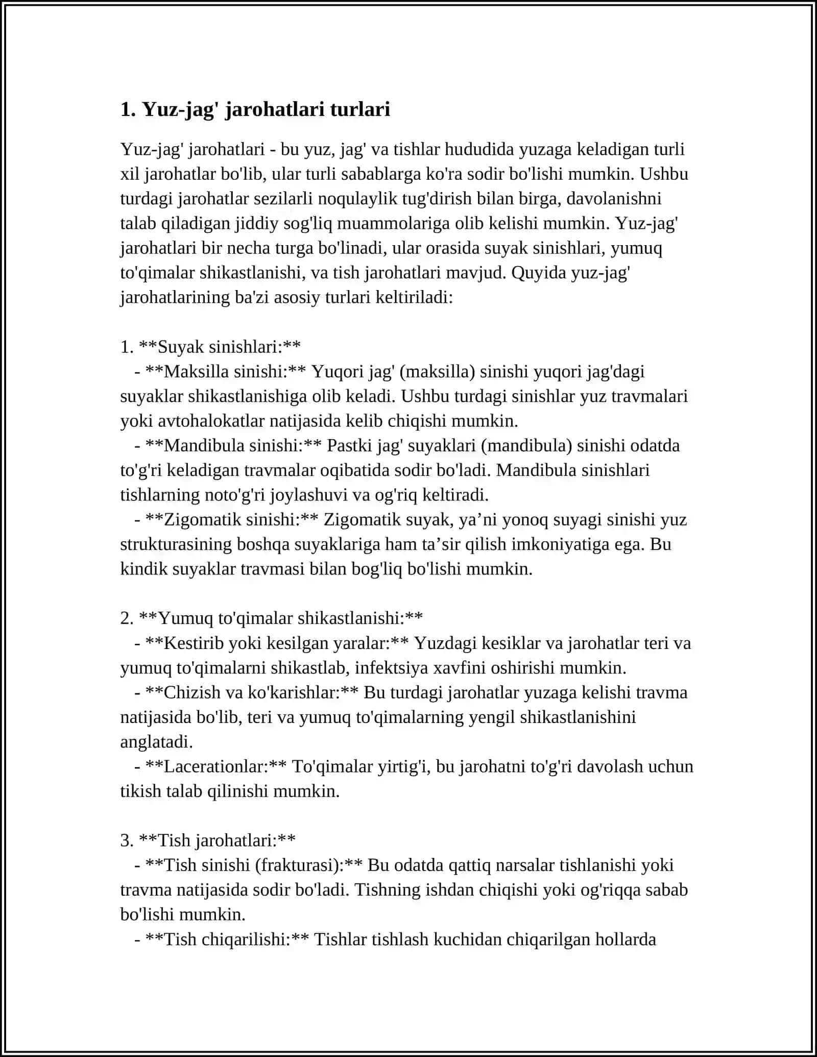 YUZ -JAG' JARROHLIGI BO'LIMINING YUZ -JAG' SOHASIDA JAROHATLANGAN BEMORLARNI PARVARISH QILISHNING 4