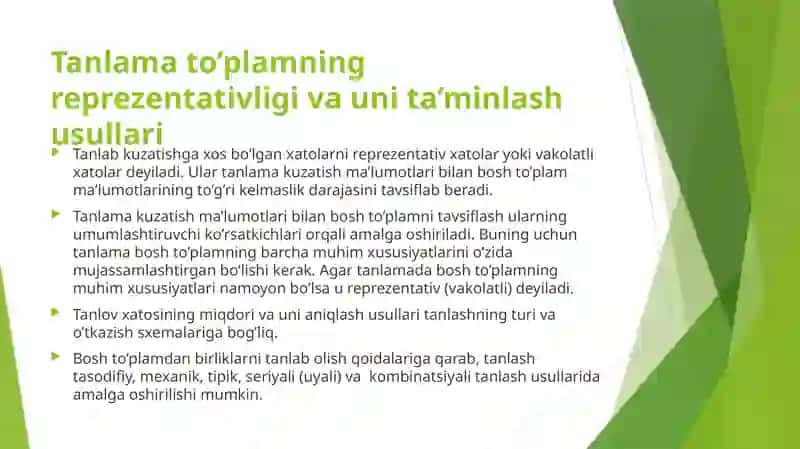 STATISTIK TADQIQOTLARDA TANLAB KUZATISHNING QO’LLANILISHI 4