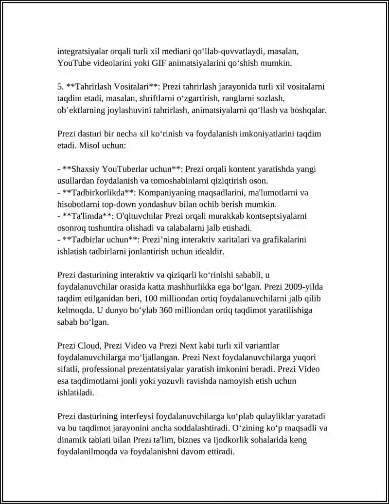 ZAMONAVIY TAQDIMOT YARATISH DASTURLARI (PREZI) 4