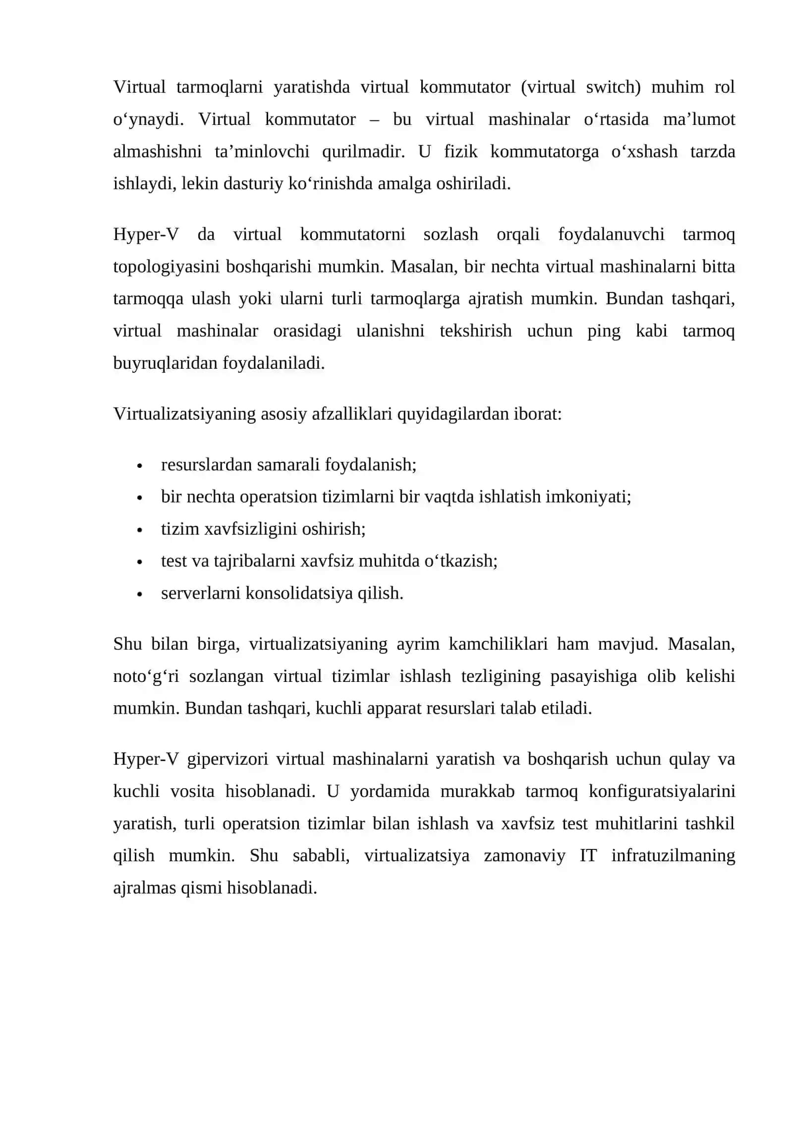 Hyper-V gipervizorida virtual mashina yaratish va virtual tarmoq konfiguratsiyalarini sozlash 4