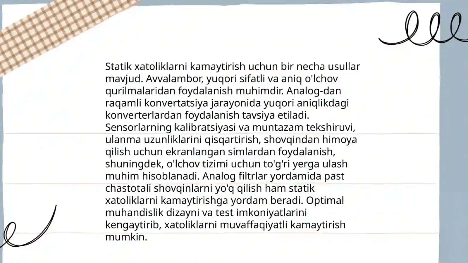 Oʻlchash xatoliklarni bartaraf etish usullari 4