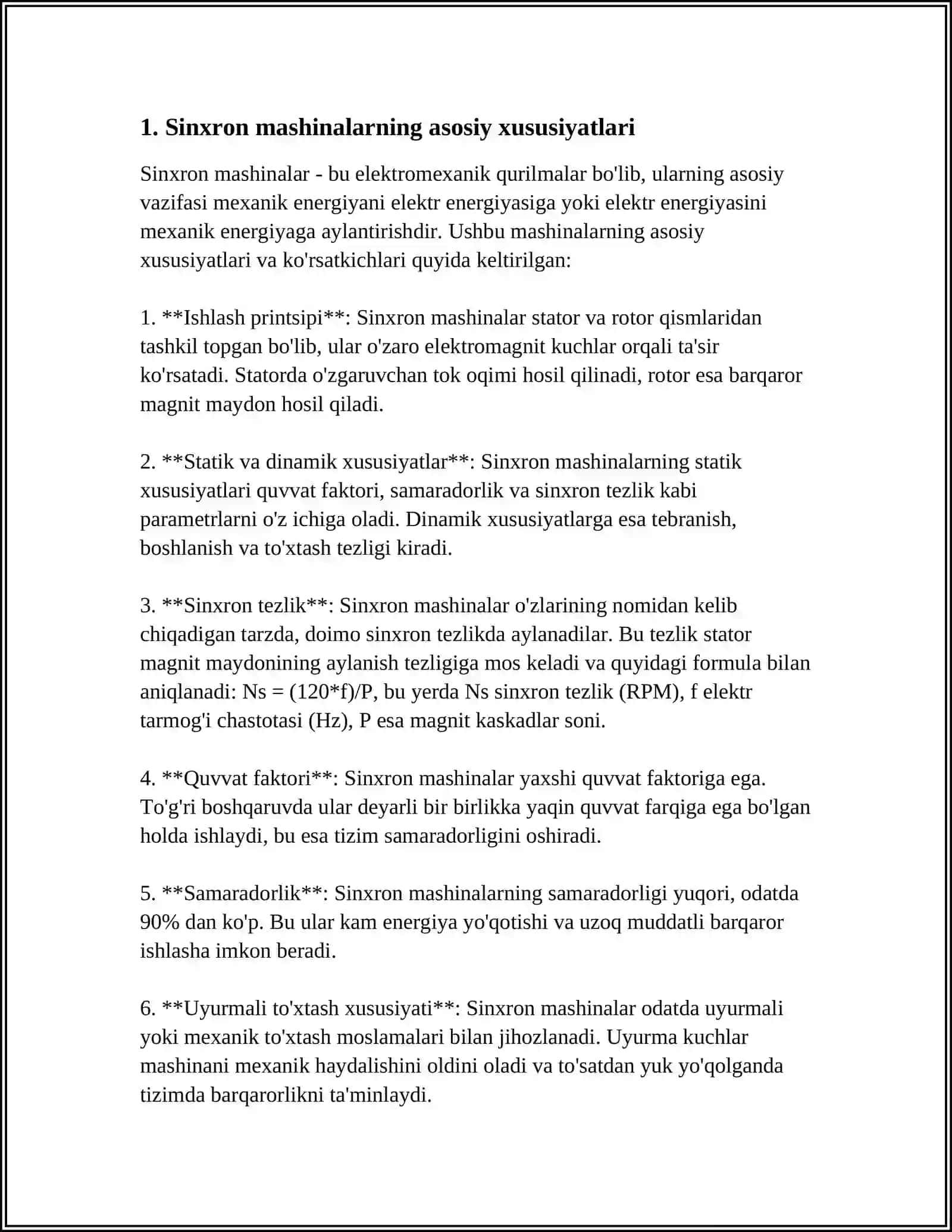 SINXRON MASHINALARNI ISTIQBOLLI TURLARI. SINXRON MASHINALARNI ISHLATISHGA OID AMALIY MASHIQLAR 4