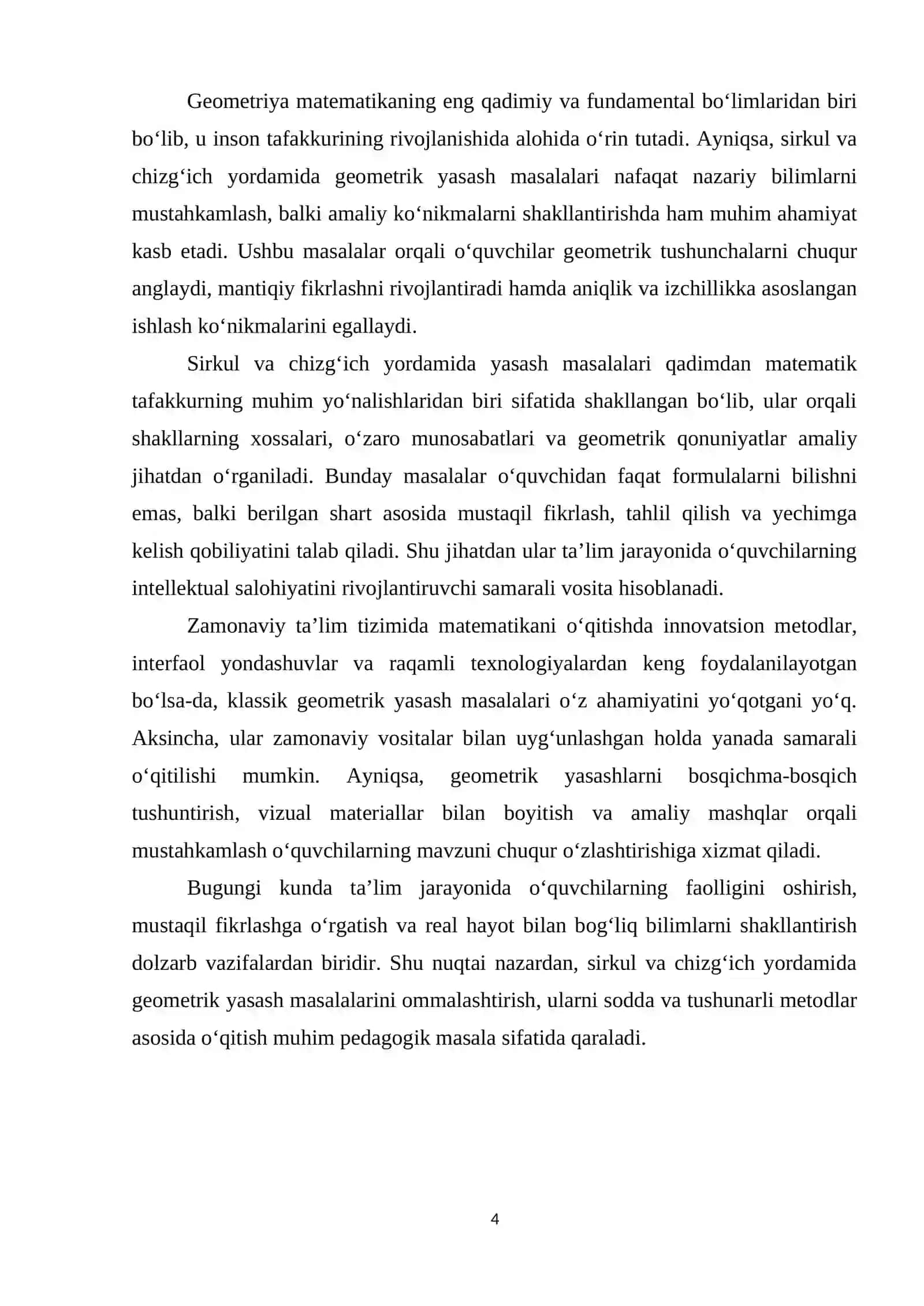 Sirkul va chizg'ich yordamida geometrik yasashga doir masalalar mavzusi 4