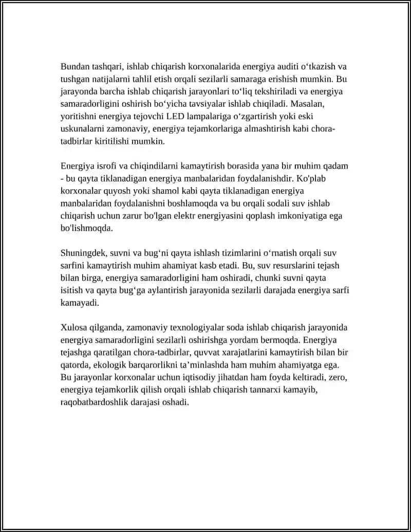 ZAMONAVIY ENERGIYA TEJOVCHI TEXNOLOGIYALAR SODA ISHLAB CHIQARISHDA 4