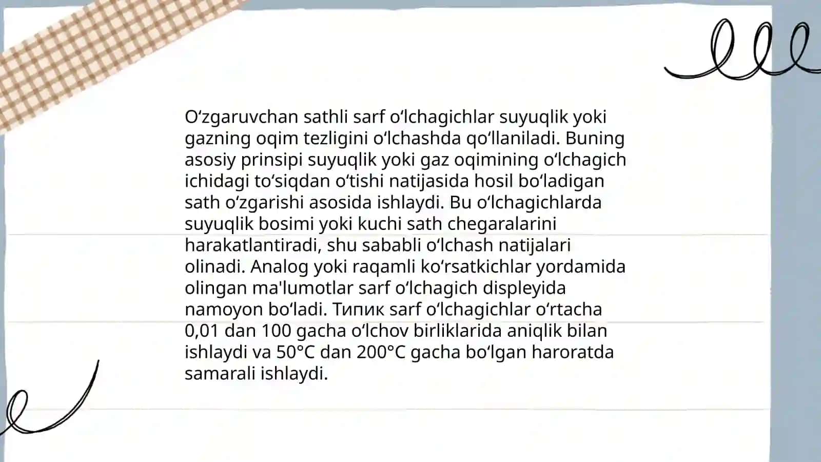 Oʻzgaruvchan sathli sarf oʻlchagichlar 4