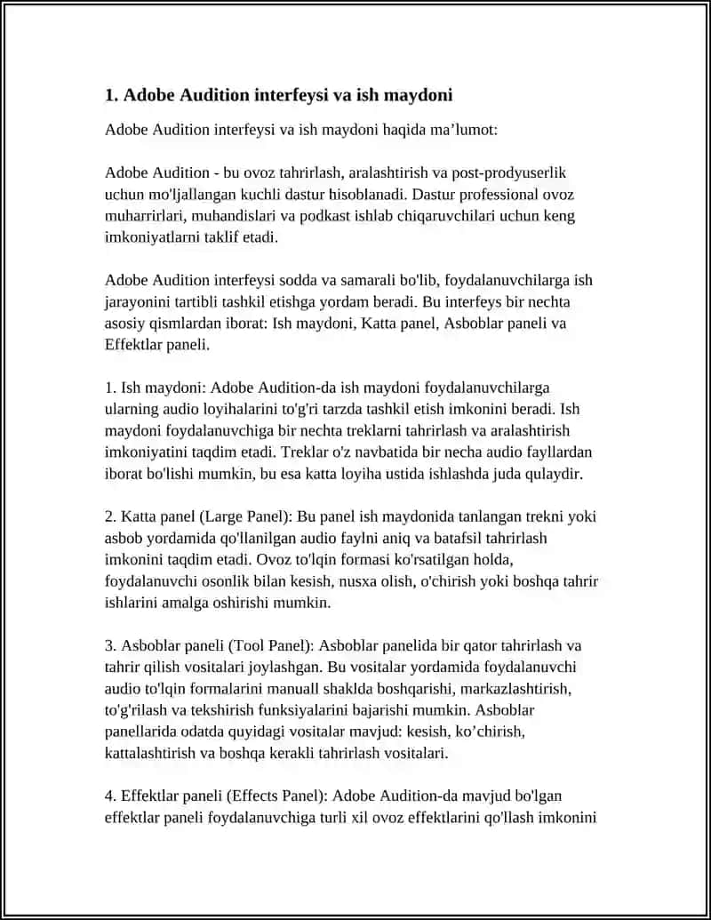 ADOBE AUDITION DASTURI 4