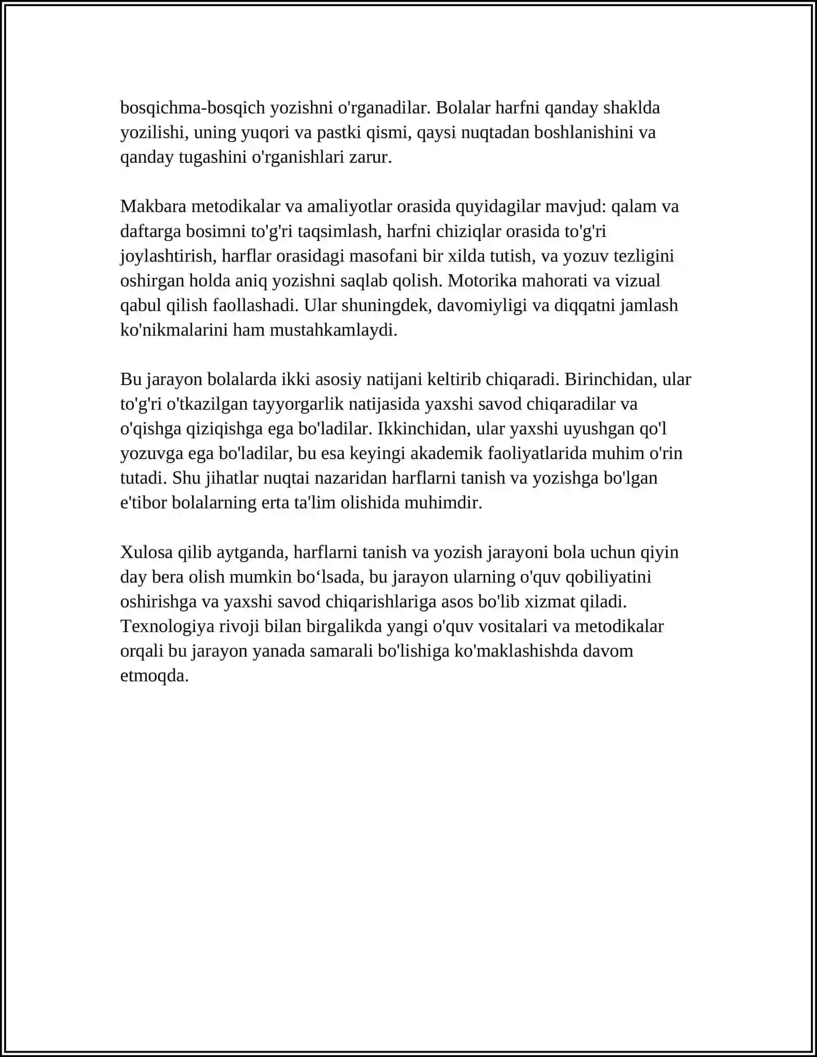 1-SINF O‘QISH SAVODXONLIGI DARSLIGINING,MAZMUNI 4