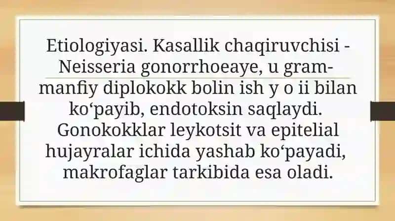 Gonoreya (so`zak) etio-patogenezi, klinikasi,diagnostikasi va davolashi 4
