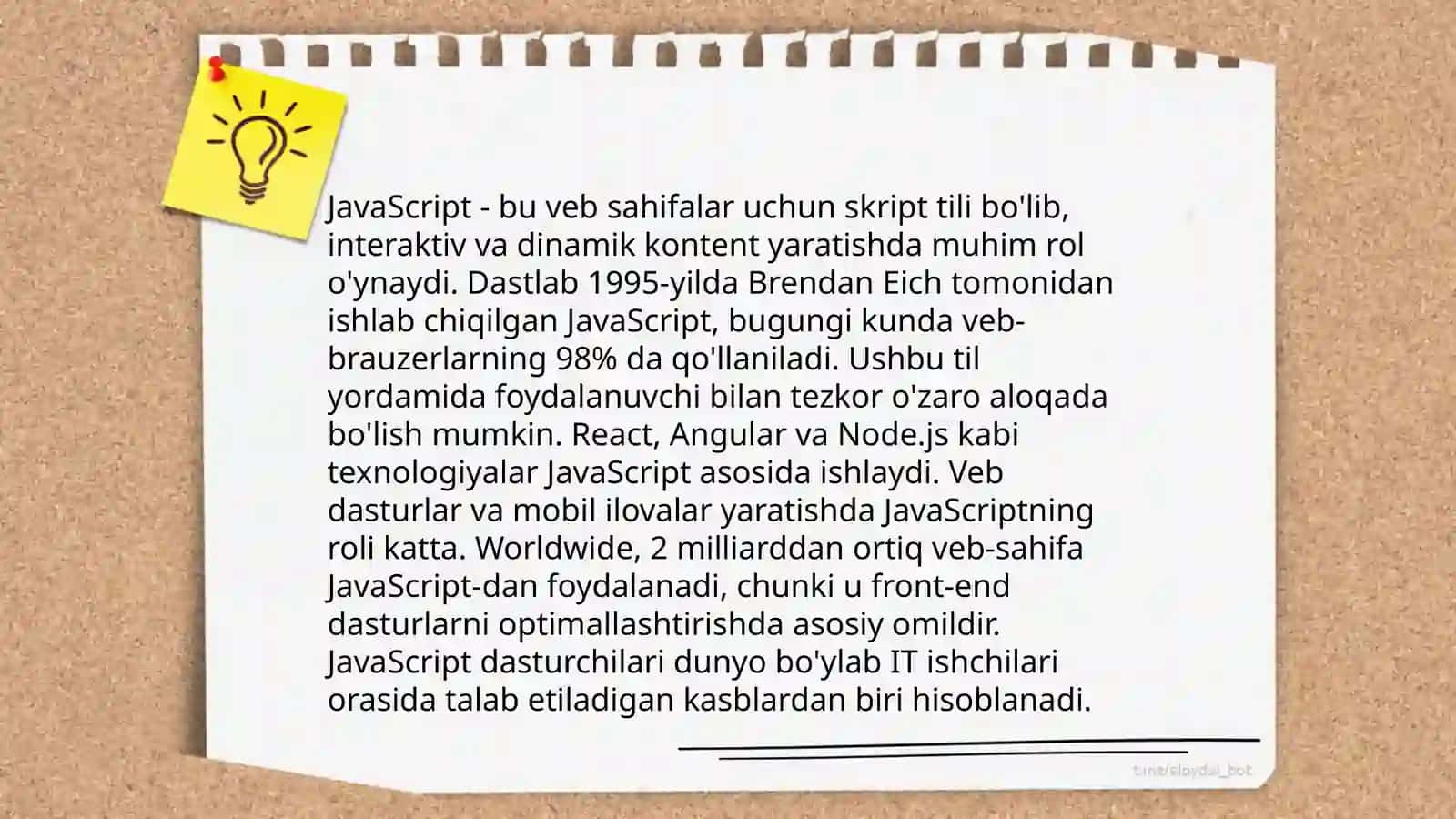 JavaScript nima va uning vazifalari. JavaScript asoslari 4