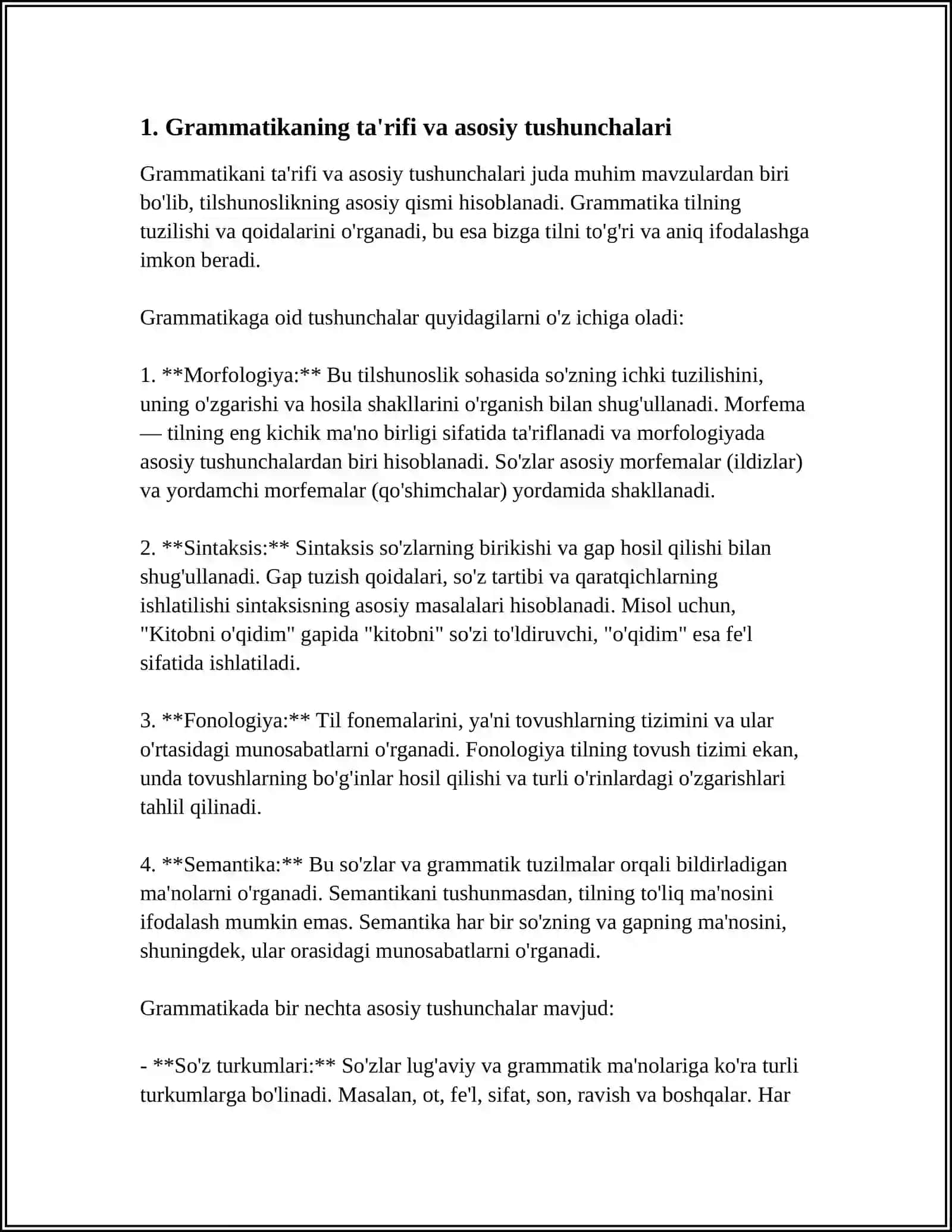GRAMMATIKA VA UNING PREDMETI.GRAMMATIK KATEGORIYA,GRAMMATIK MA'NO VA GRAMMATIK SHAKL 4