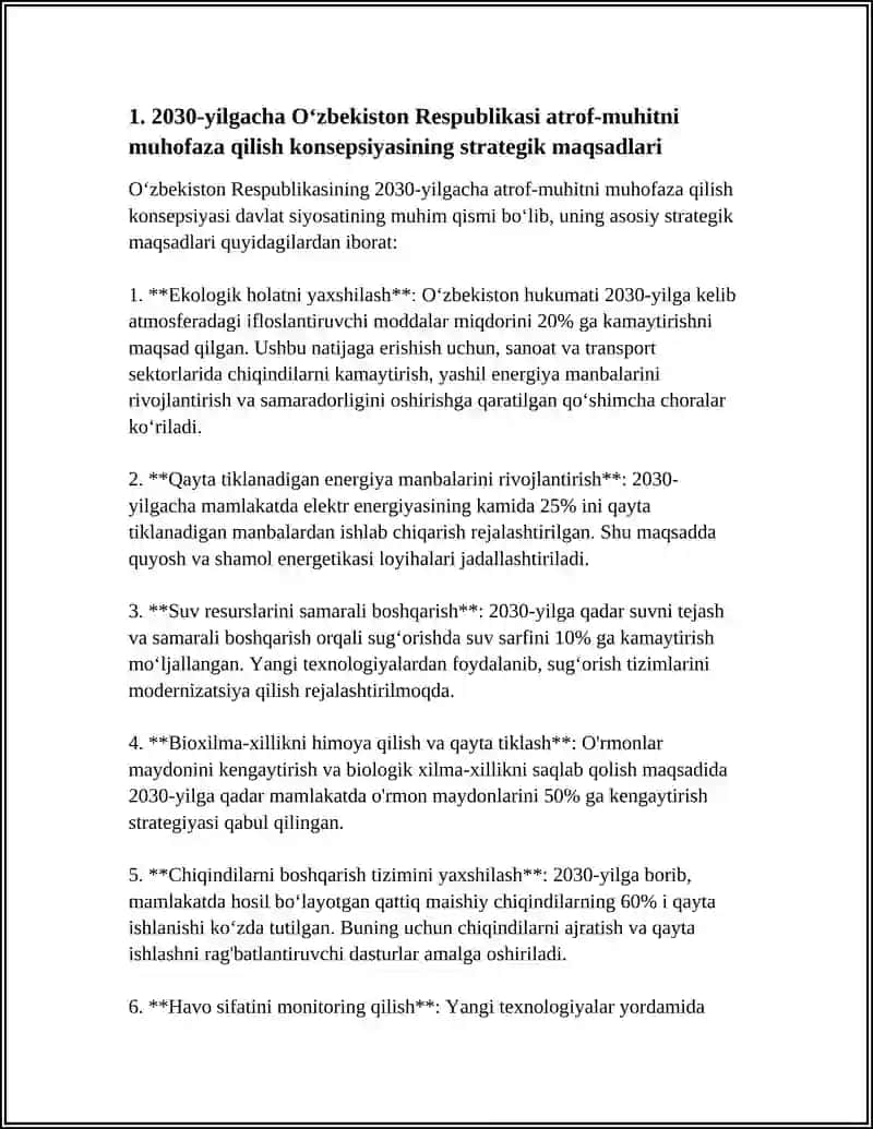 Oʻzbekiston Respublikasi 2030-yilgacha atrof-muhitni muhofaza qilish konsepsiyasi 4