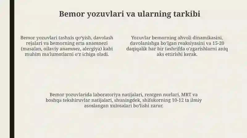 Tibbiy faoliyat bilan boʻgʻliq xizmat yozishmalari 4