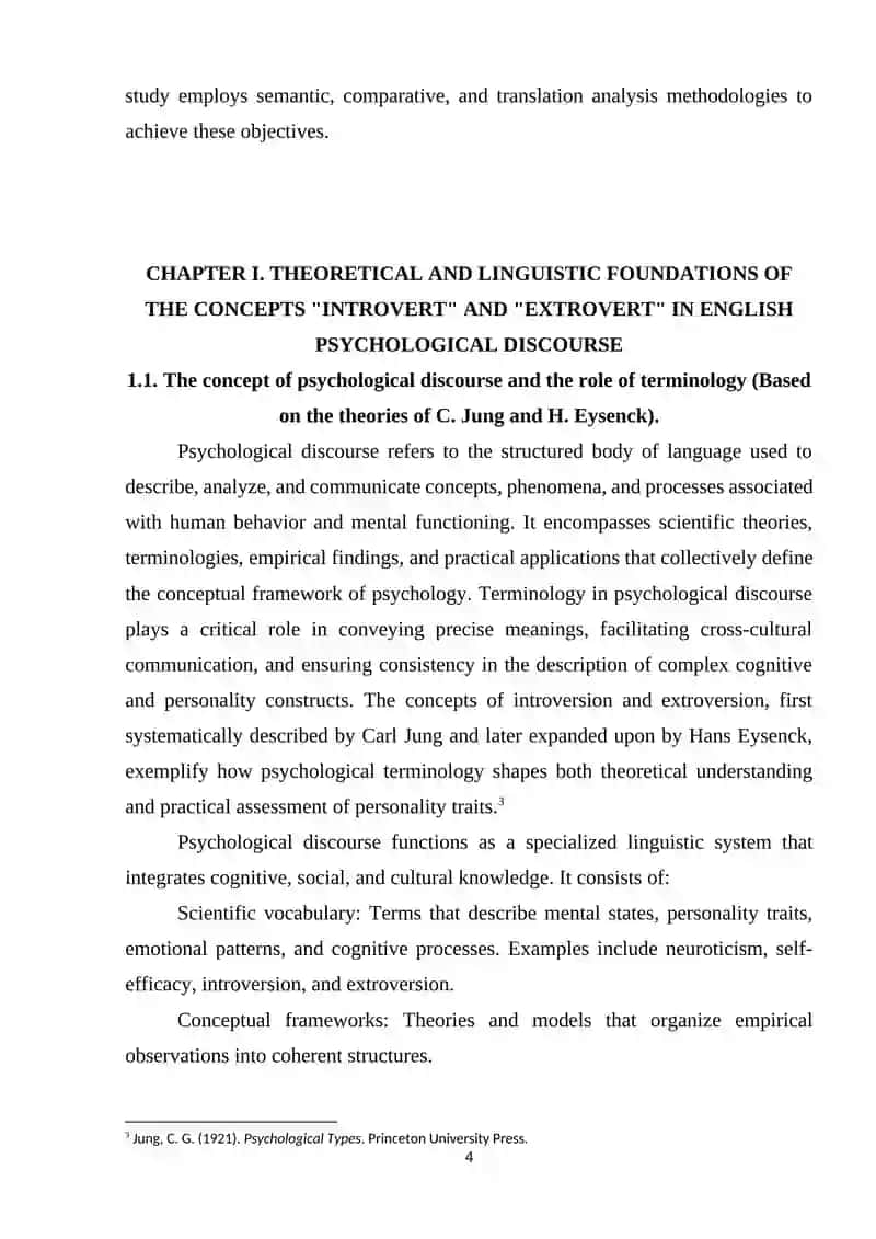 Introvert vs Extrovert: A lexical and Conceptual Analysis in English Psychological Discourse and its Uzbek Equivalents 4