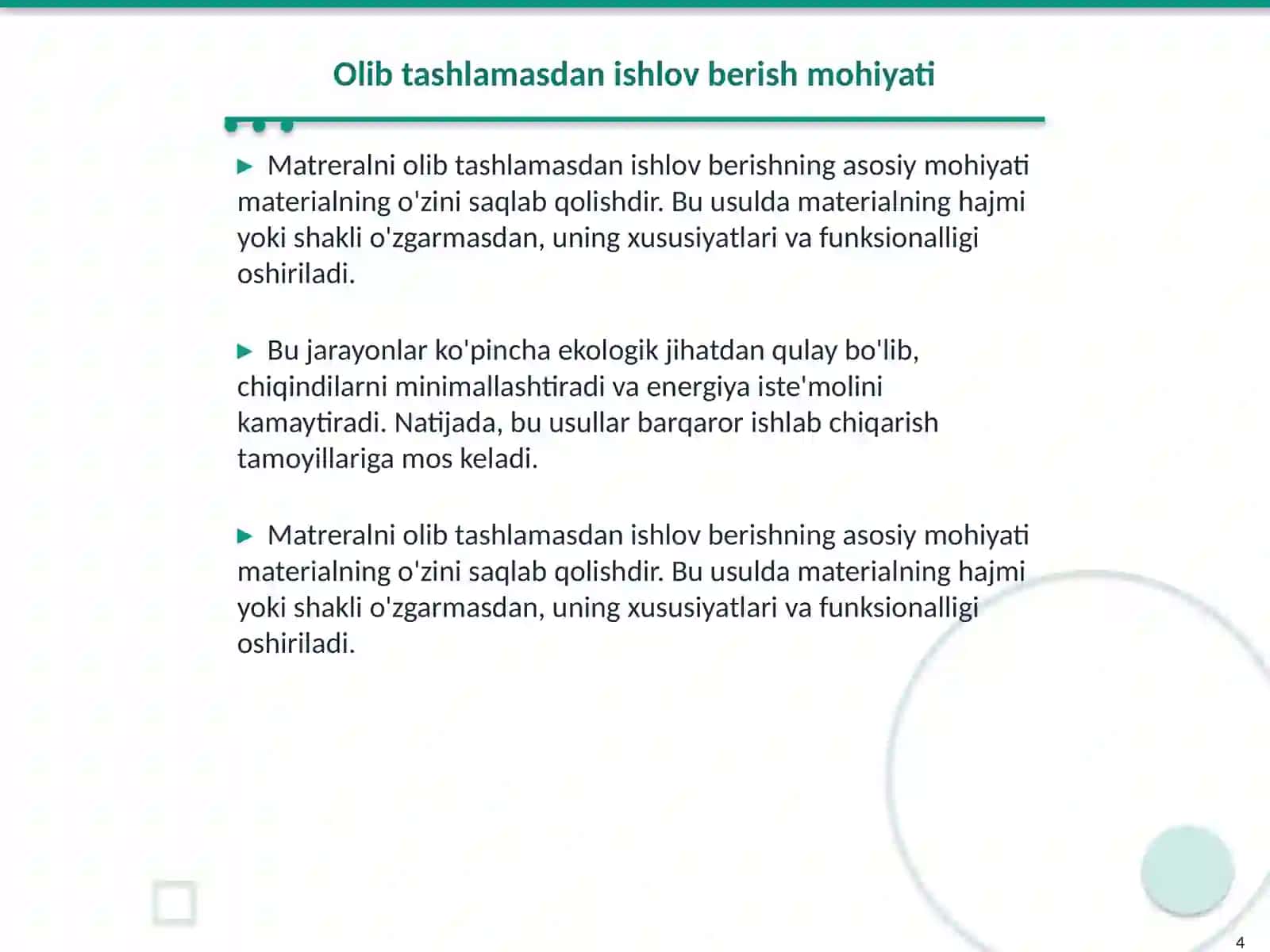 Matreralni olib tashlamasdan ishlov berish usullari 4