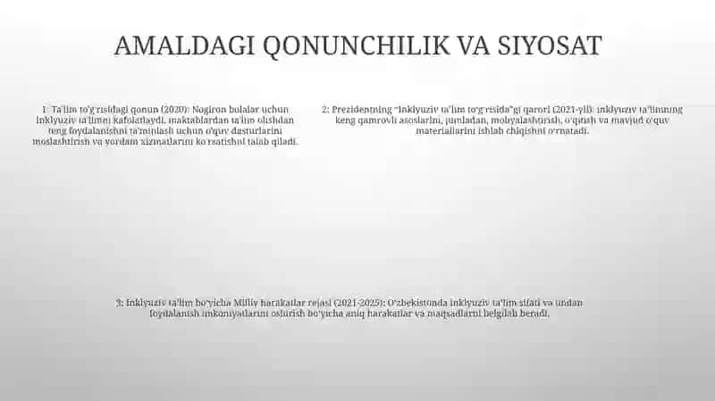 Oʻzbekistonda Imkoniyati Cheklangan Bolalar Uchun Inklyuziv TaʼLim 4