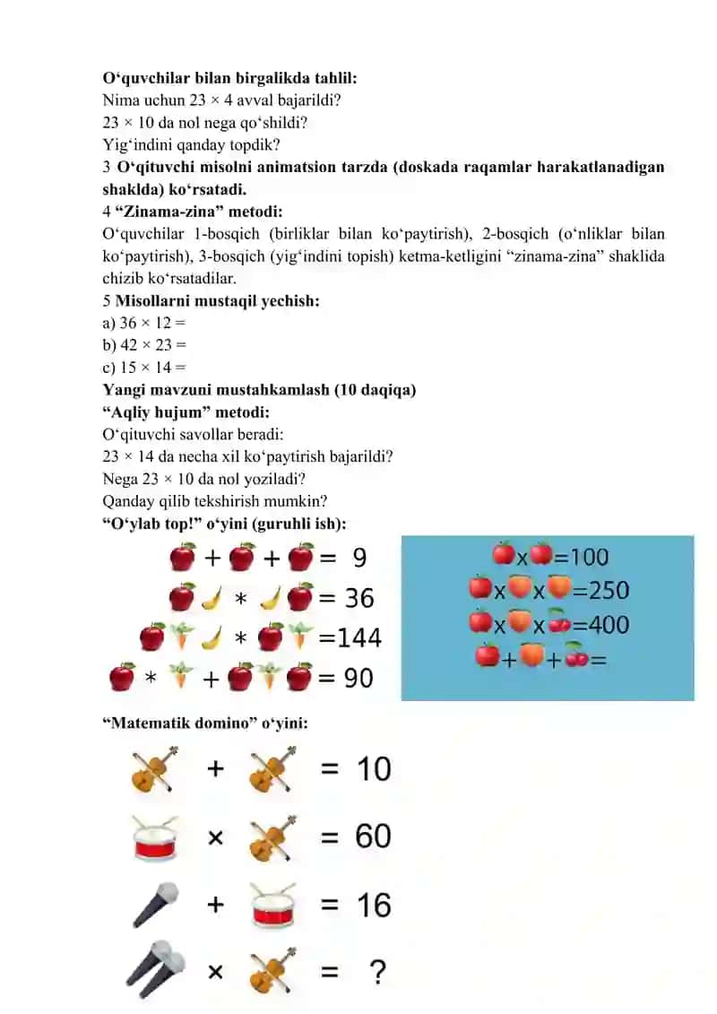 Ikki xonali soni ikki xonali songa koʻpaytirish 4
