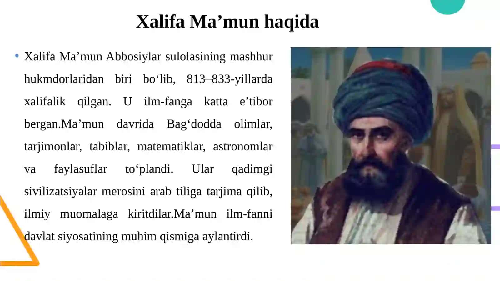 XALIFA MA’MUN DAVRIDA BAYT AL-HIKMA 4