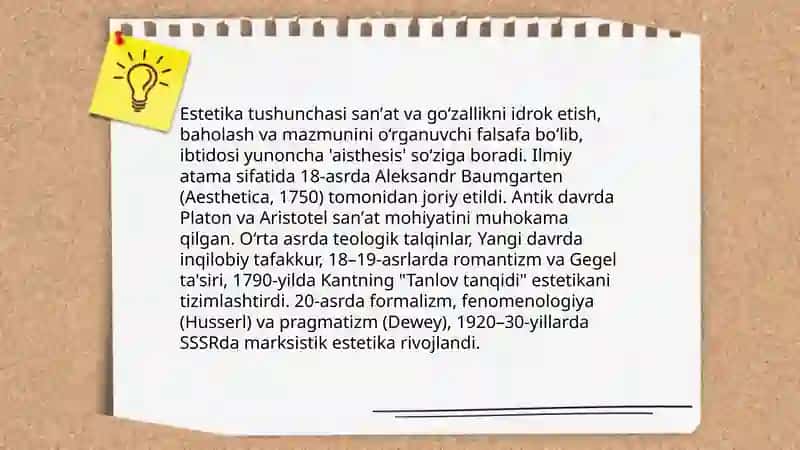Nafosat falsafasi, estetika 4