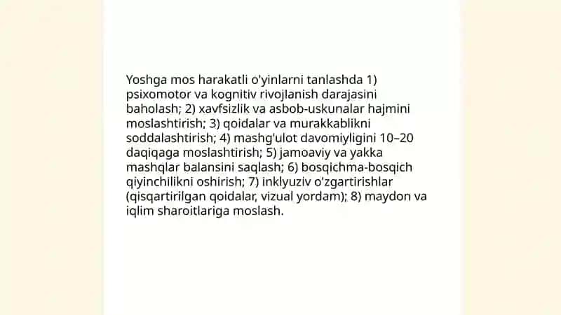 Harakatli o'yinlarni o'rgatish 4