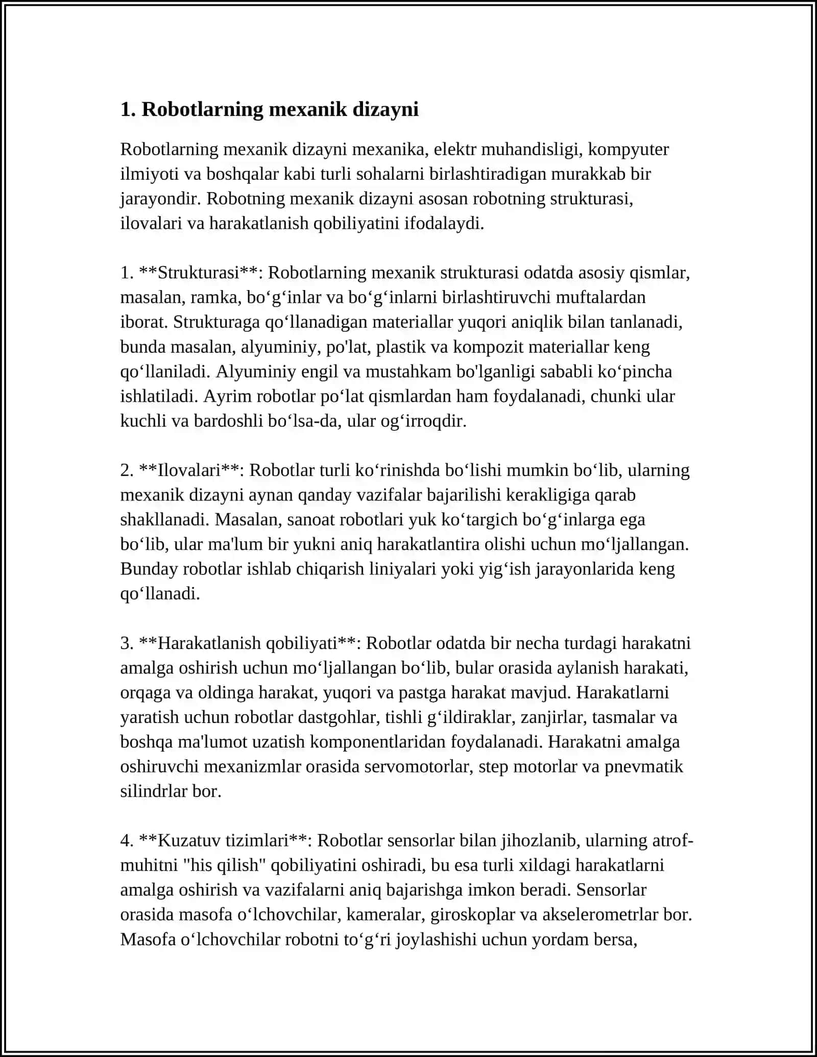 ROBOTARNI LOYIHALASHNING O'ZIGA XOSLIGI VA METODLARI 4