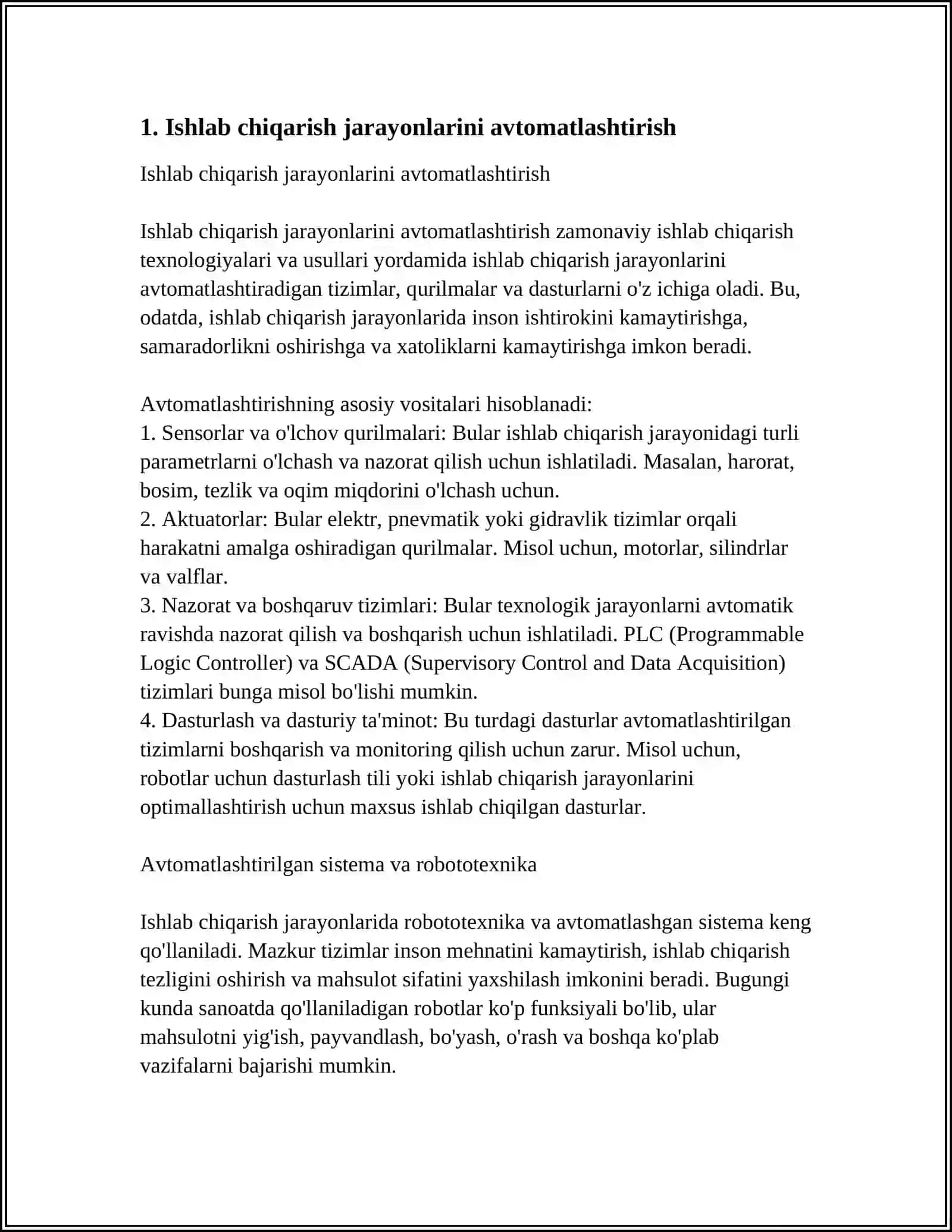 AVTOMOBIL ISHLAB CHIQARISHDA AVTOMATLASHTIRISHNING QOʻLLANILISHI 4