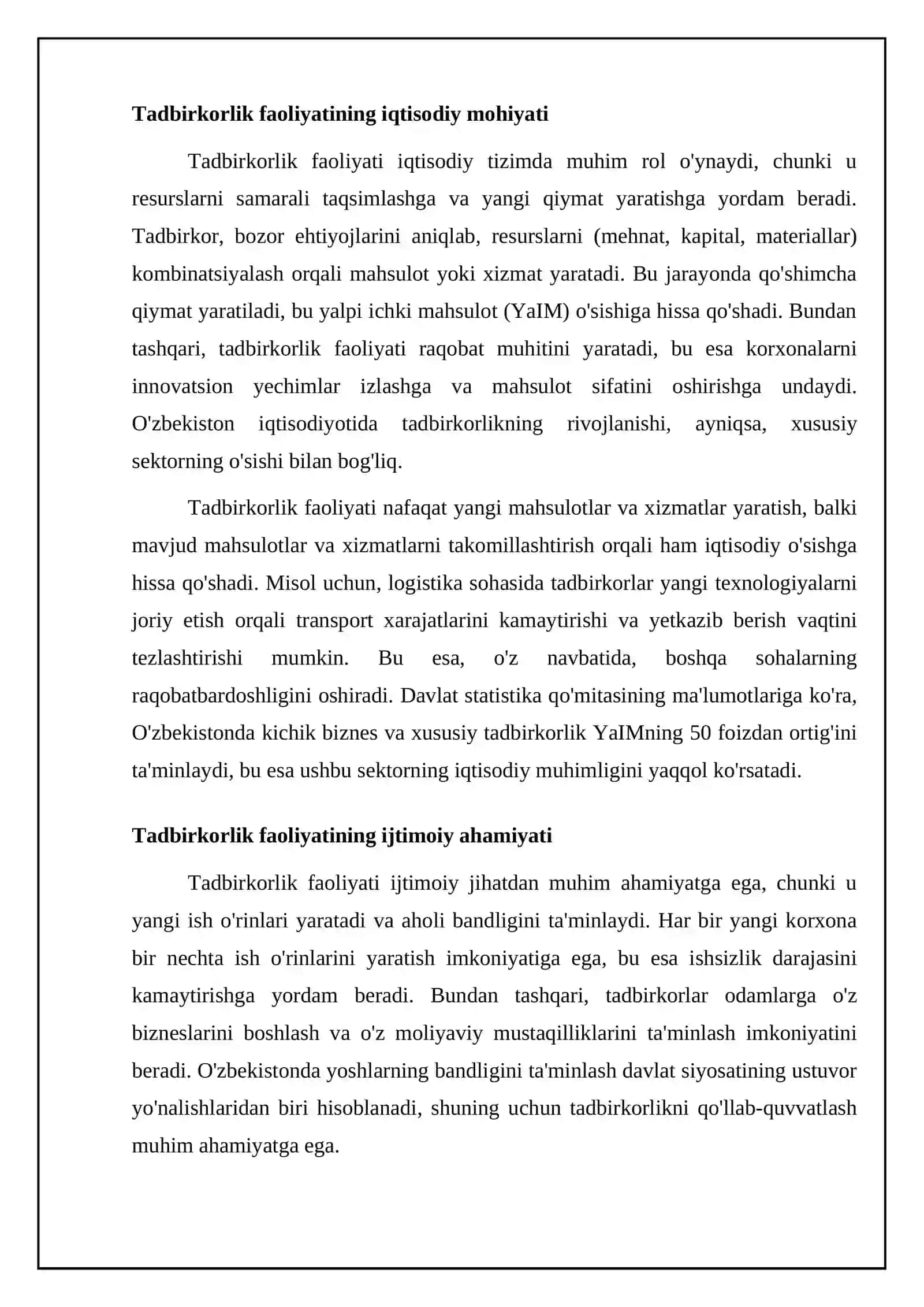 Tadbirkorlik faoliyatining mazmuni vazifalari va rivojlanish shart sharoitlari 4