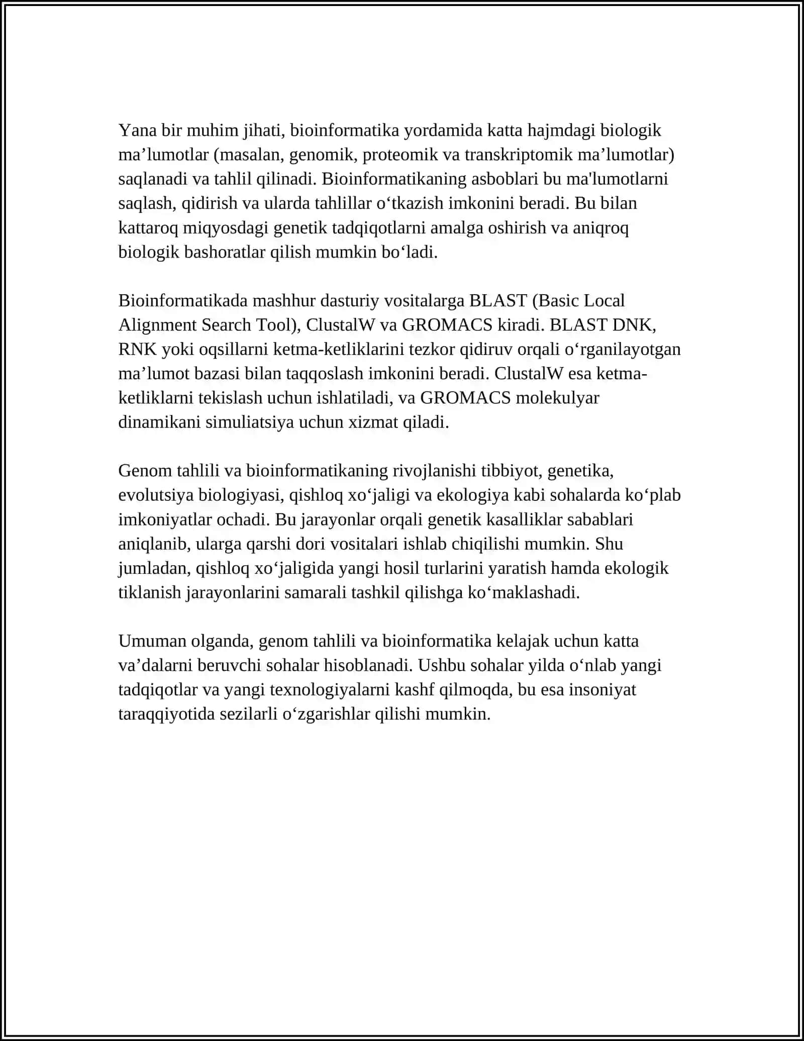 ZAMONAVIY BIOLOGIYA RIVOJLANISHIDAGI BIOINFORMATIKANING XISSASI 4