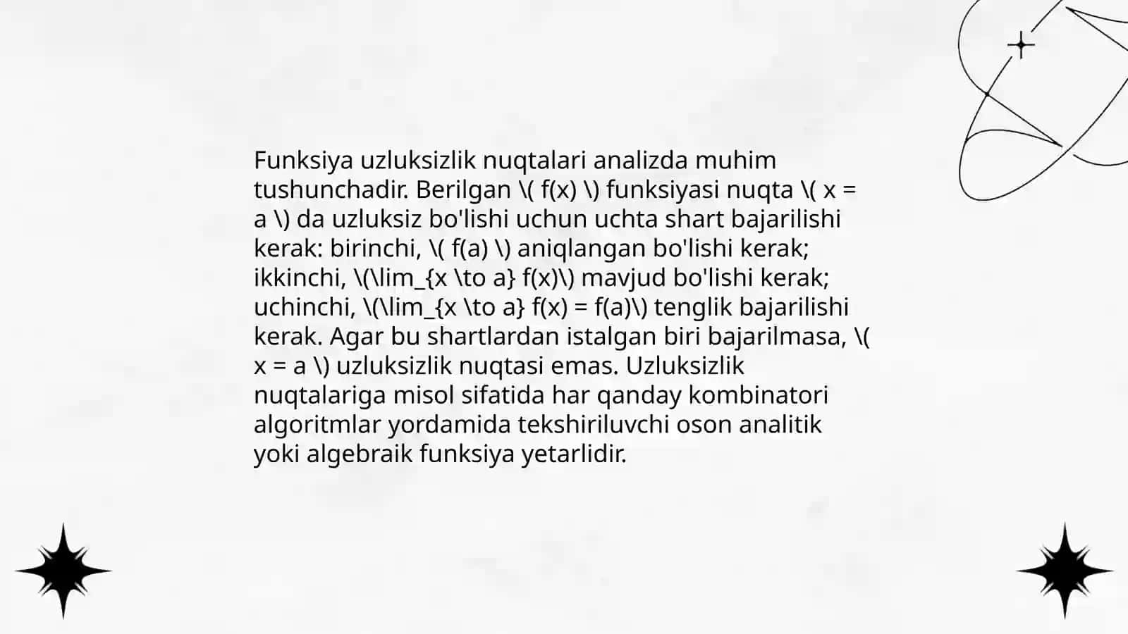 Uzluksz funksiyaning xossalariga doir misollar 4