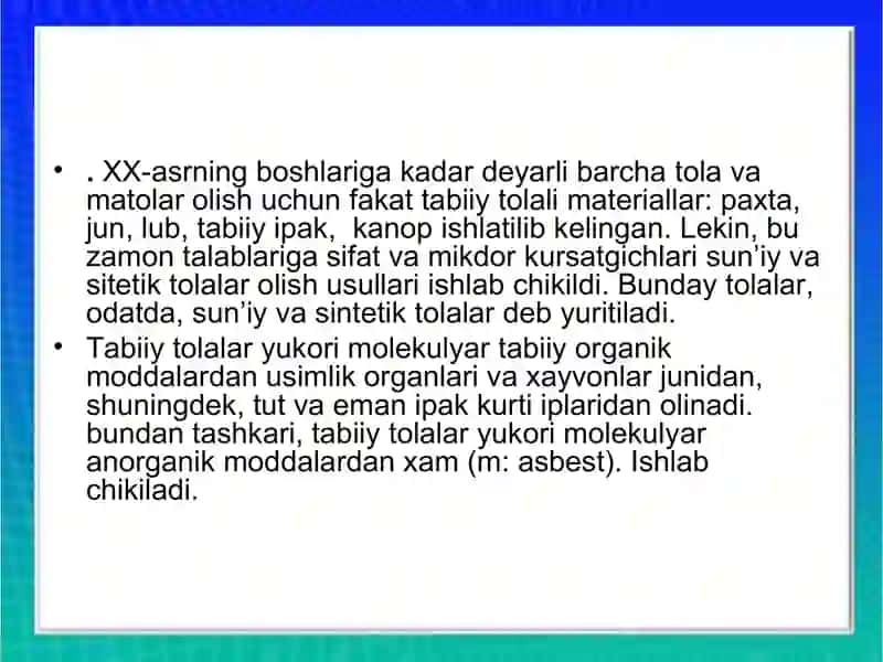 Sun’iysintetiktolalar va iplar 4