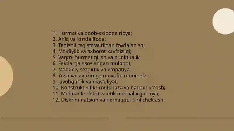Kasbiy muloqot uslubiyati va qoidalari 4