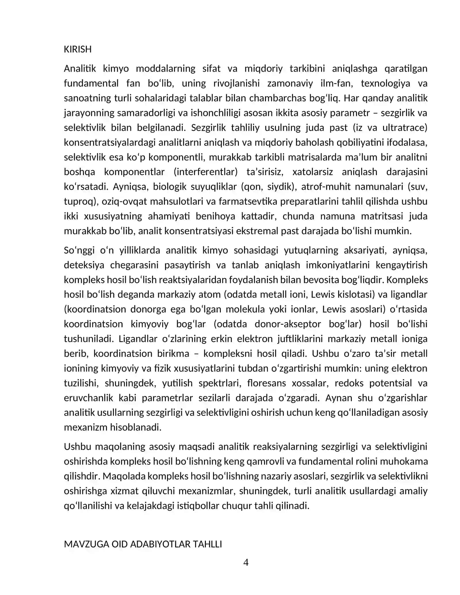 ANALITIK KIMYODA REAKTSIYALAR SEZGIRLIGI VA SELEKTIVLIGI 4