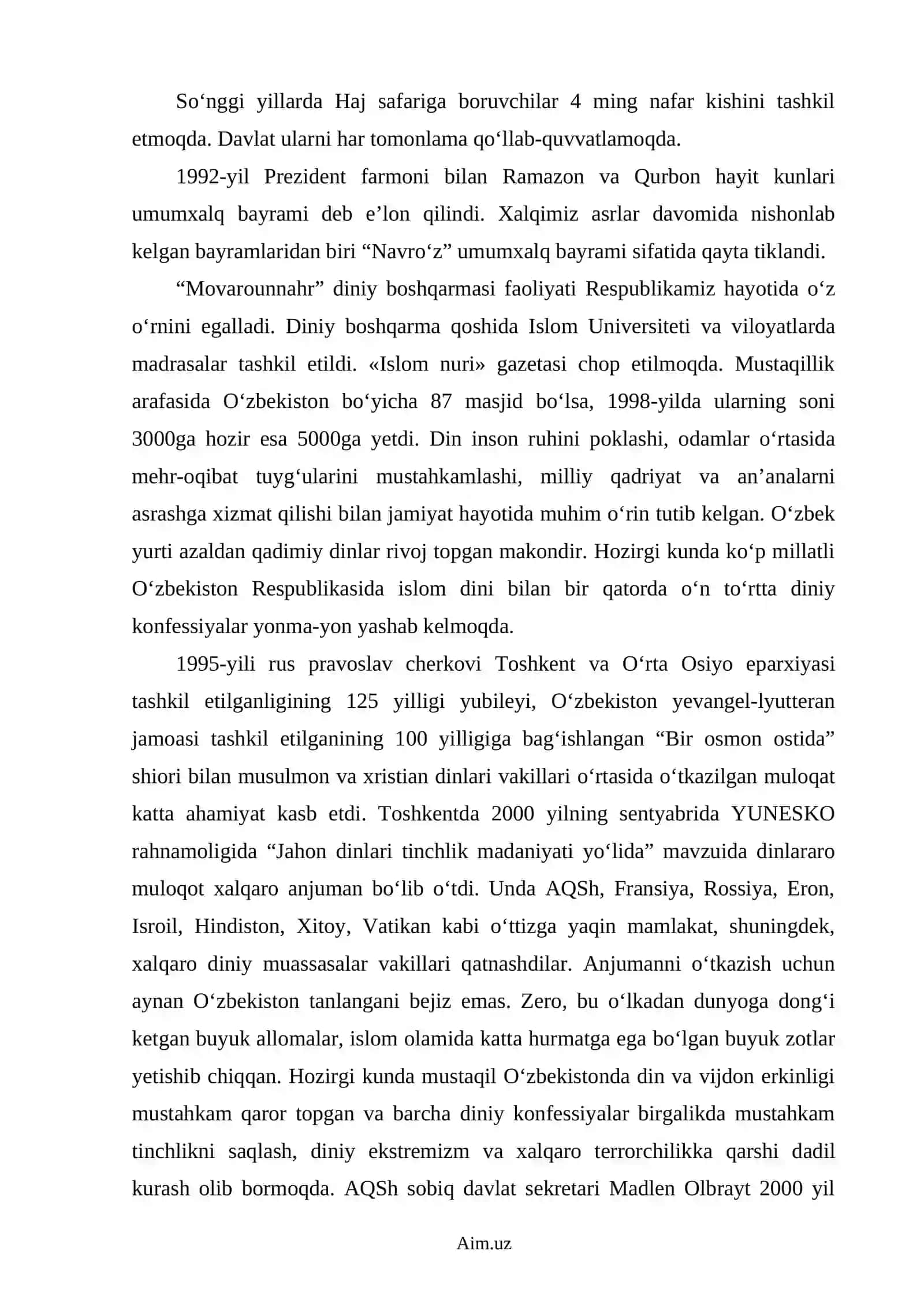 Mustaqillik yillarida ma’naviy va ma’rifiy hayot. Milliy istiqlol g‘oyasi va mafkuraviy masalalar 4