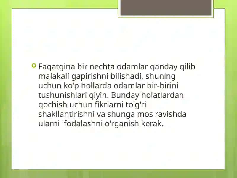 Nutq madaniyati fanidan tayyorlagan prezentatsiya 4
