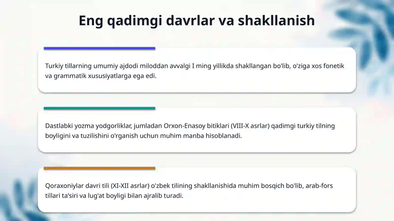 O'zbek tilining tarixi va rivojlanishi 4