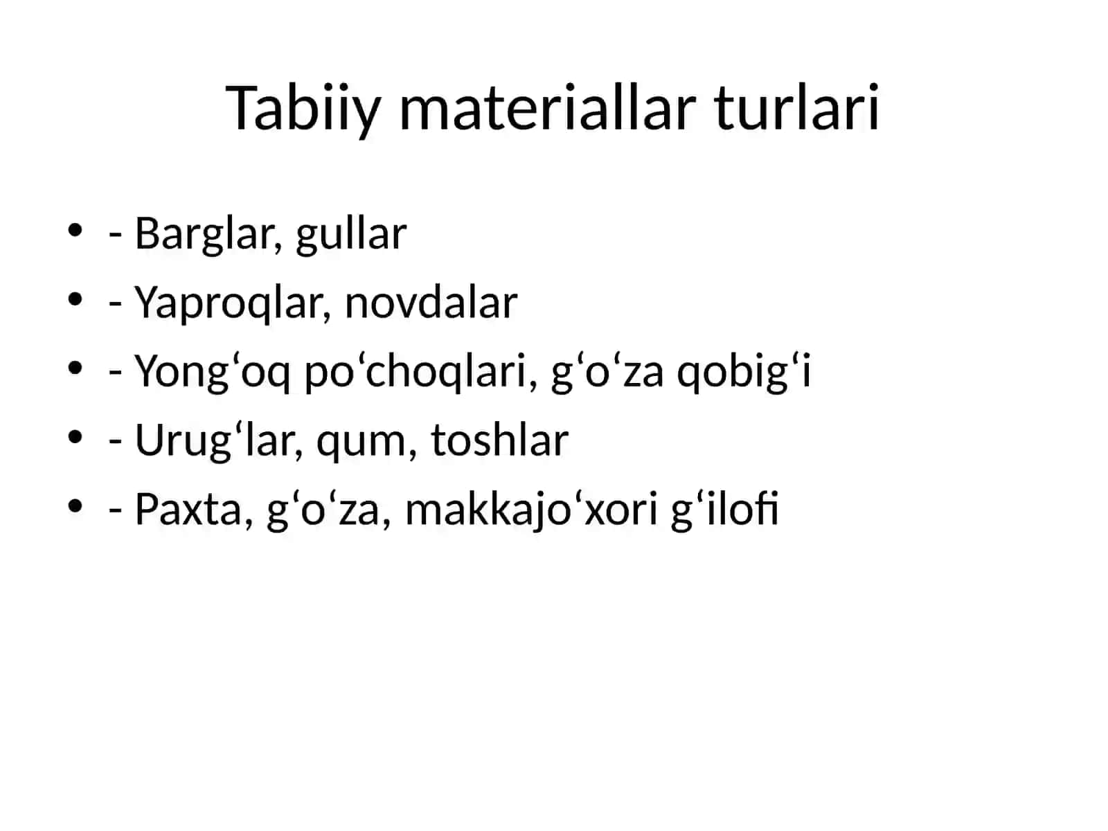 Tabiiy materiallar bilan ishlash darslarini tashkil etish metodikasi 4