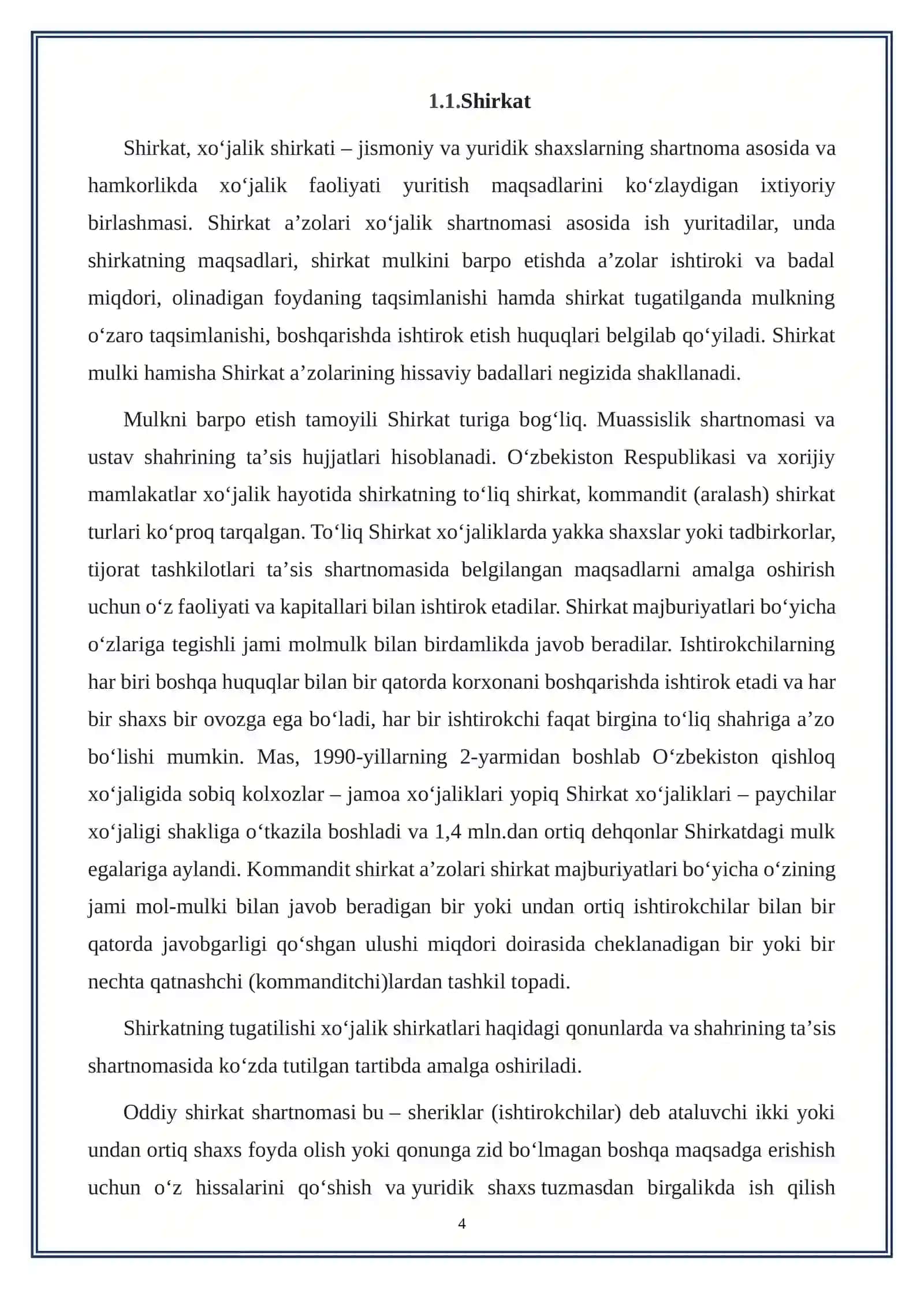 Mavzu: To'liq va kommandit shirkatlarning tashkiliy-iqtisodiy asoslari 4
