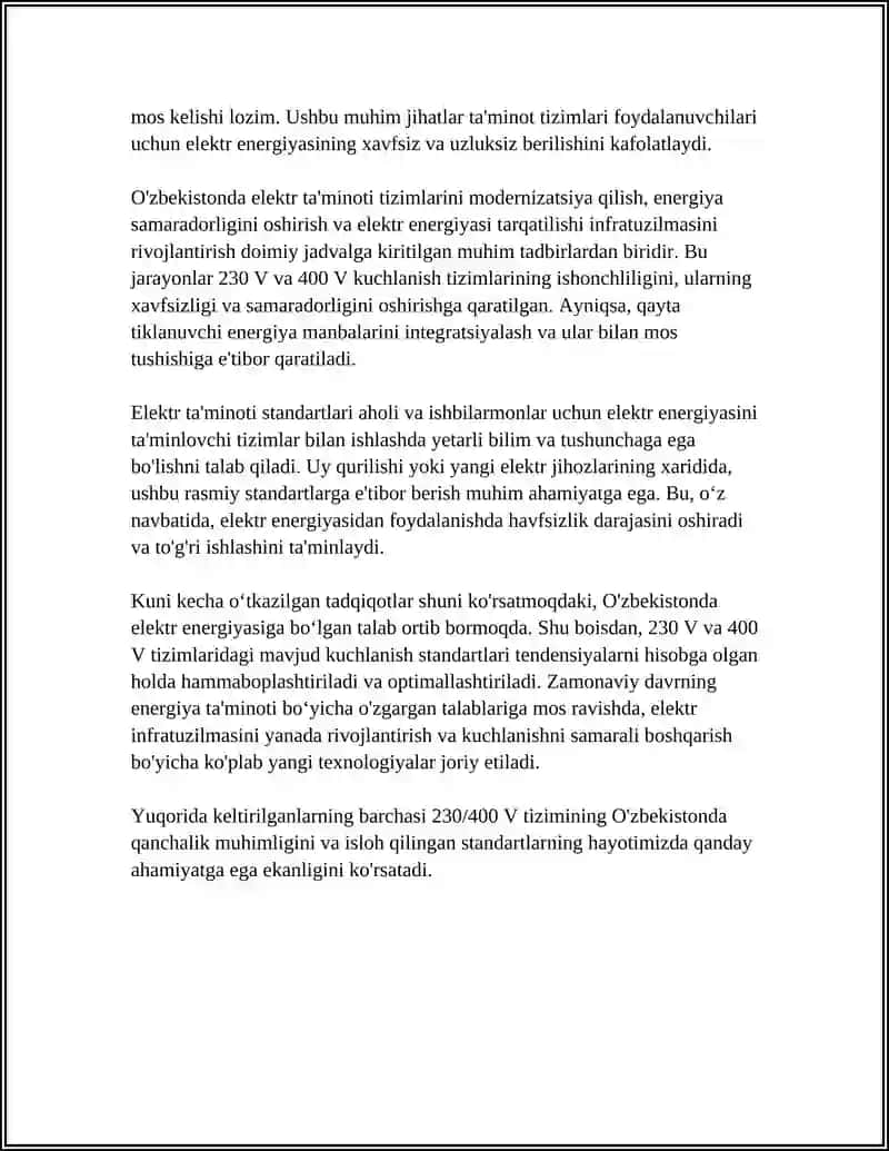 O'ZBEKISTONDA MAVJUD STANDART KUCHLANISHLAR 4