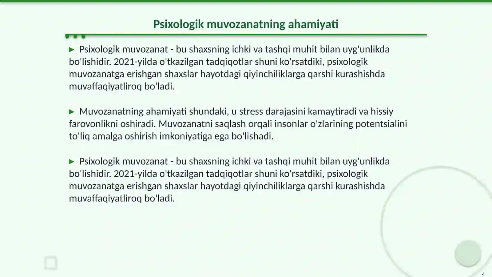 Psixologik moslashuvchanlik va muvozanatini baxolash mezonlari 4
