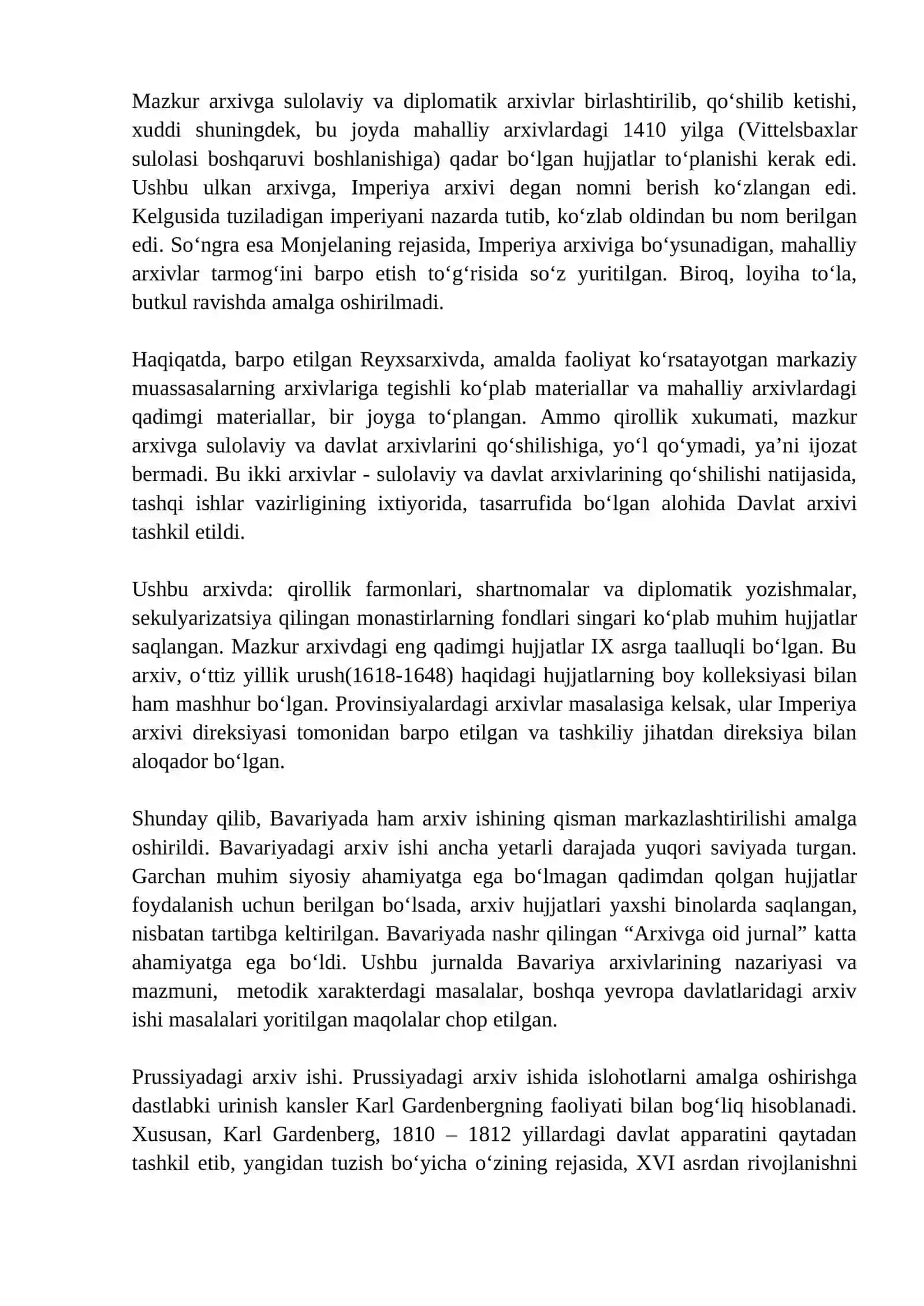 Yangi davrda Germaniyada arxiv ishi. Bavariya va Prussiya arxivlari 4
