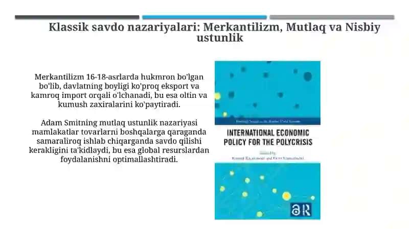 Xalqaro savdo nazariyalari va tashqi iqtisodiy aloqalari 4